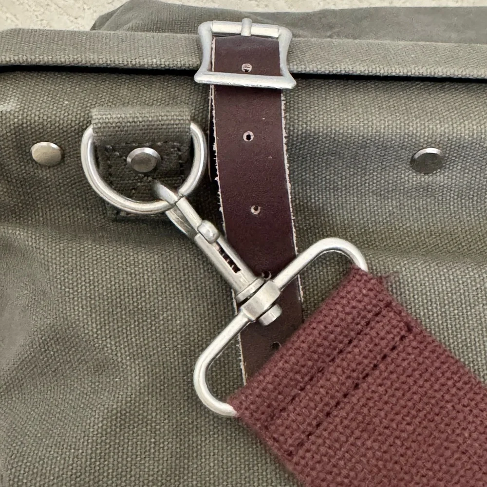 Line of Trade Green Canvas Duffel Weekender Bag with Brown Leather Accents